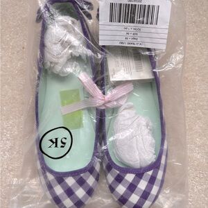 Brand new, unopened purple & white gingham ballet flats,  big kids size 5.